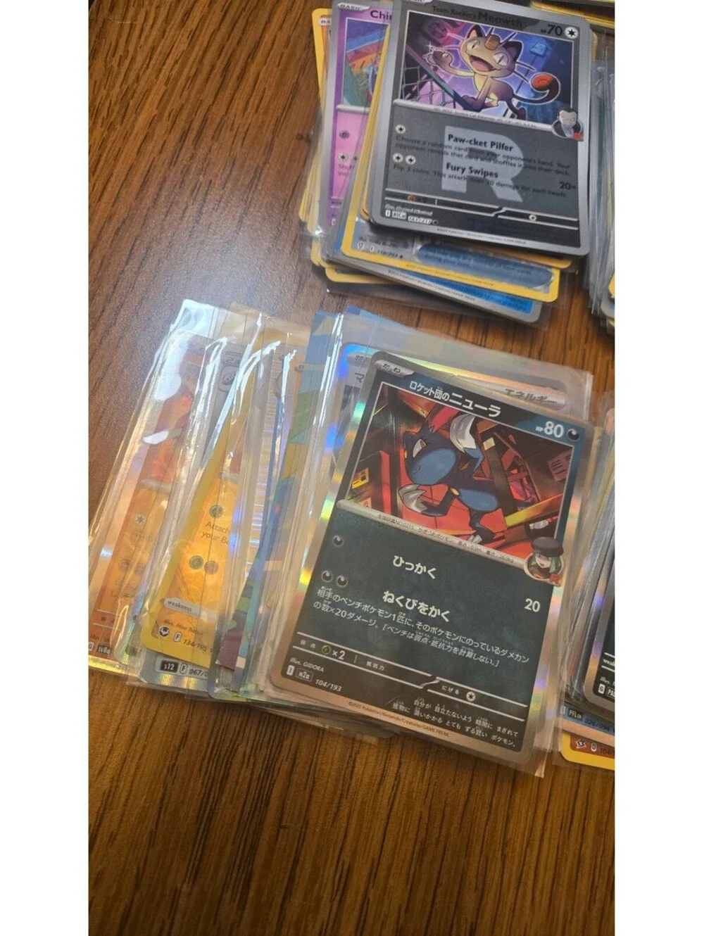 Bulk Lot of Mixed Pokemon Trading Cards with Sleeves and Storage Box